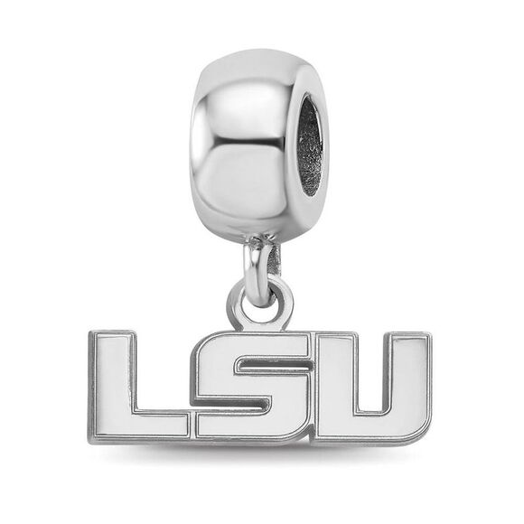 Sterling Silver Louisiana State Univ. XS 'LSU' Dangle Bead Charm - Picture 1 of 6
